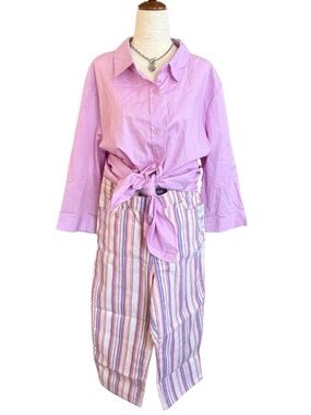 Pastel Stripe Capri Pants Y2K Coastal Preppy Cotton Summer 6